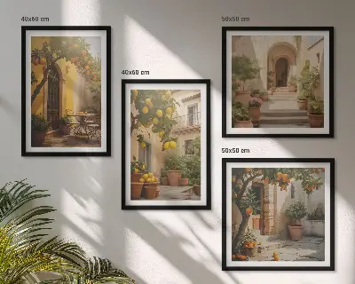 Terras met citrusbomen set van posters met lijst