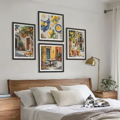Set van posters met lijst Citrusbomen in een zonnige tuin