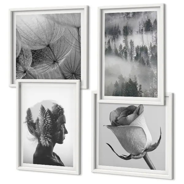 Portret van een vrouw in de mist van het bos meerluik in lijst