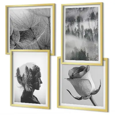 Portret van een vrouw in de mist van het bos meerluik in lijst