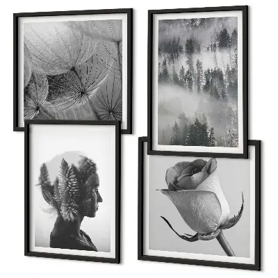 Portret van een vrouw in de mist van het bos meerluik in lijst