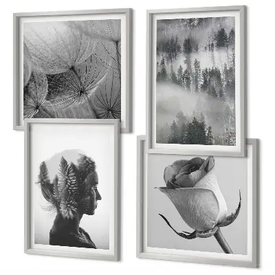 Portret van een vrouw in de mist van het bos meerluik in lijst