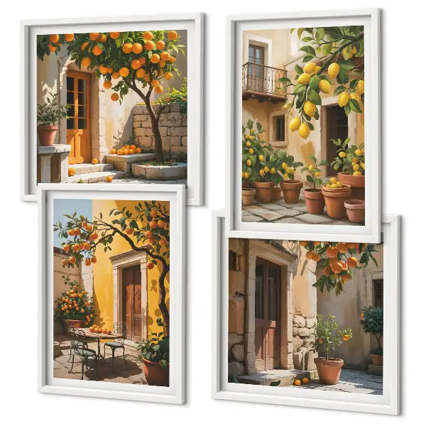 Set van posters met lijst Citrusvruchten in de zon