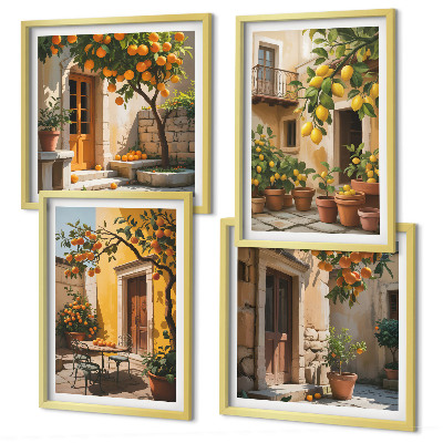 Set van posters met lijst Citrusvruchten in de zon