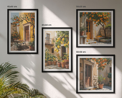 Set van posters met lijst Citrusvruchten in de zon