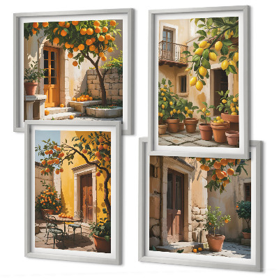 Set van posters met lijst Citrusvruchten in de zon