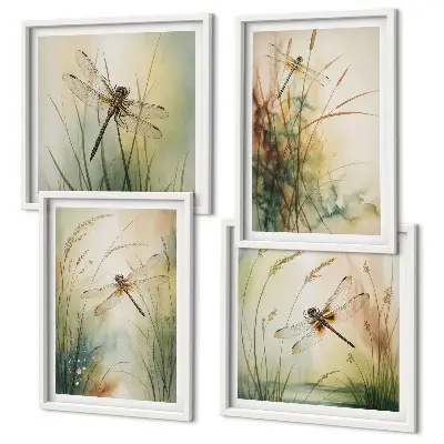 Set van posters met lijst Libellengras boven het water