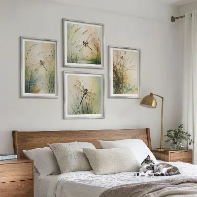 Libellengras boven het water set van posters met lijst