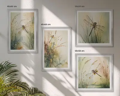 Libellengras boven het water set van posters met lijst