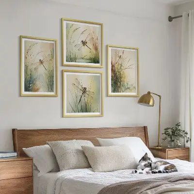 Libellengras boven het water set van posters met lijst