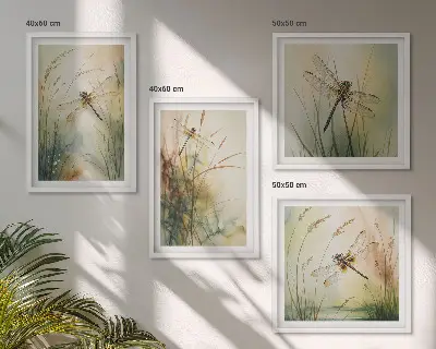 Libellengras boven het water set van posters met lijst