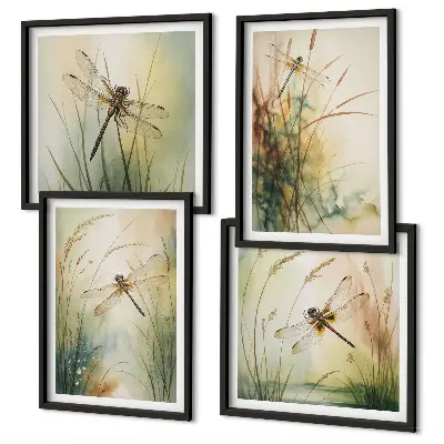 Libellengras boven het water set van posters met lijst