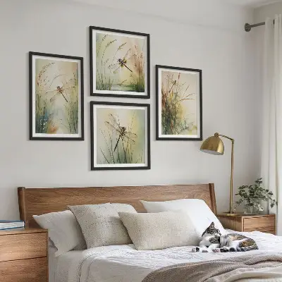 Libellengras boven het water set van posters met lijst