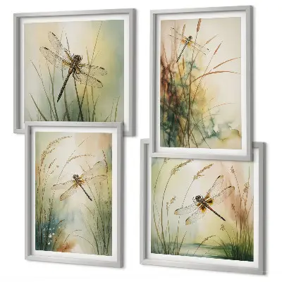 Libellengras boven het water set van posters met lijst