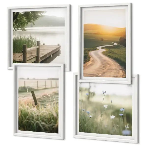 Landschapsweideweg west set van posters met lijst