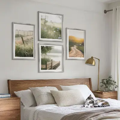 Landschapsweideweg west set van posters met lijst