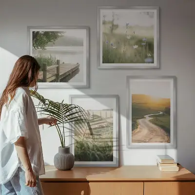 Landschapsweideweg west set van posters met lijst