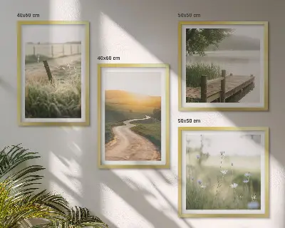 Landschapsweideweg west set van posters met lijst