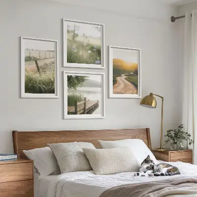 Landschapsweideweg west set van posters met lijst