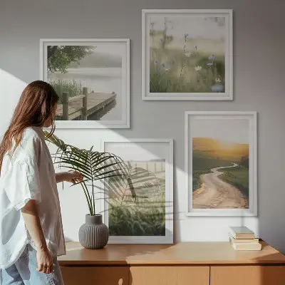 Landschapsweideweg west set van posters met lijst