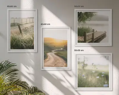 Landschapsweideweg west set van posters met lijst