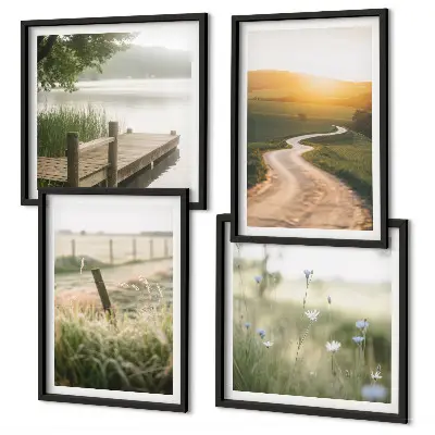 Landschapsweideweg west set van posters met lijst