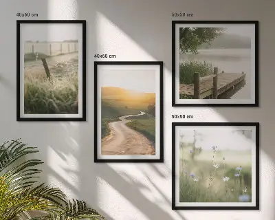 Landschapsweideweg west set van posters met lijst