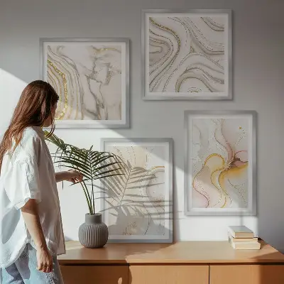 Abstracte warme patronen meerluik in lijst