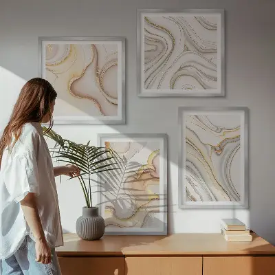 Meerluik in lijst met lineaire abstracte motieven