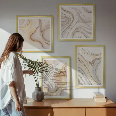 Meerluik in lijst met lineaire abstracte motieven