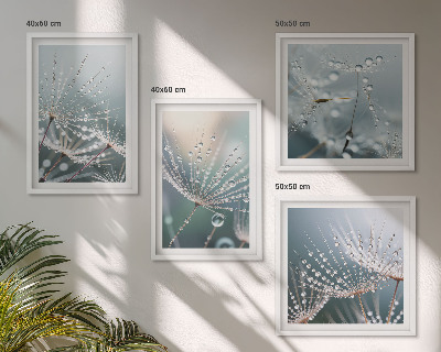 Set van posters met lijst Waterdruppels op paardenbloemscheuten