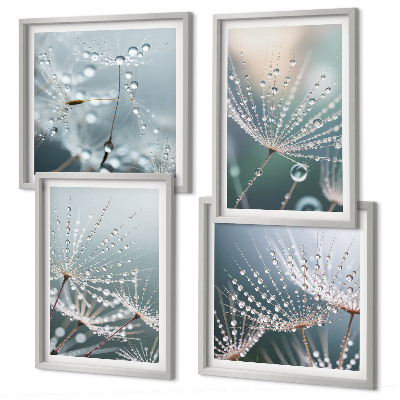 Set van posters met lijst Waterdruppels op paardenbloemscheuten