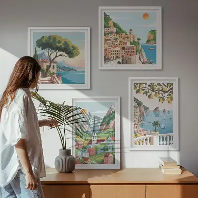 Zeelandschappen citrusvruchten meerluik in lijst