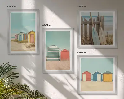 Kleurrijke strandhuizen meerluik in lijst