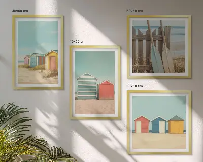 Kleurrijke strandhuizen meerluik in lijst