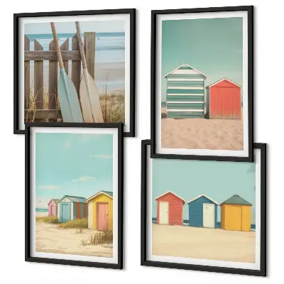 Kleurrijke strandhuizen meerluik in lijst