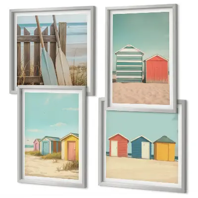 Kleurrijke strandhuizen meerluik in lijst