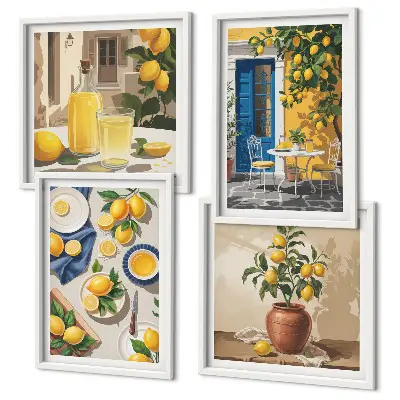 Set van posters met lijst Citroentuin met drankjes