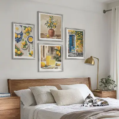 Set van posters met lijst Citroentuin met drankjes