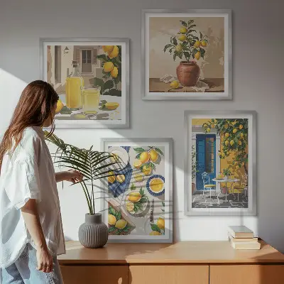 Set van posters met lijst Citroentuin met drankjes