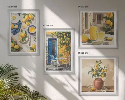 Set van posters met lijst Citroentuin met drankjes