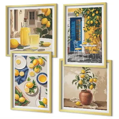 Set van posters met lijst Citroentuin met drankjes