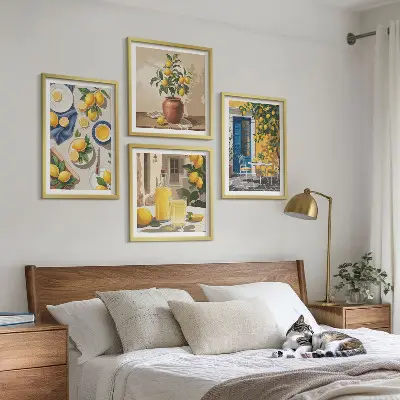 Set van posters met lijst Citroentuin met drankjes