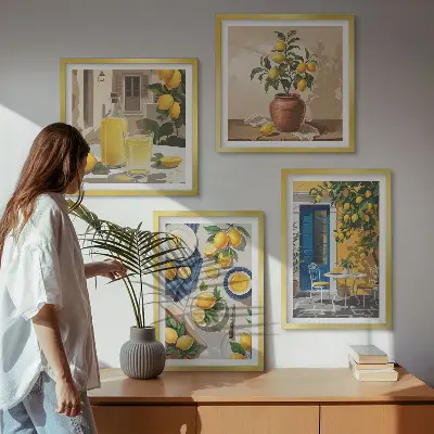 Set van posters met lijst Citroentuin met drankjes