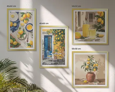 Set van posters met lijst Citroentuin met drankjes