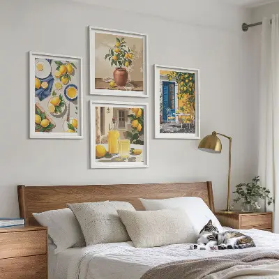 Set van posters met lijst Citroentuin met drankjes