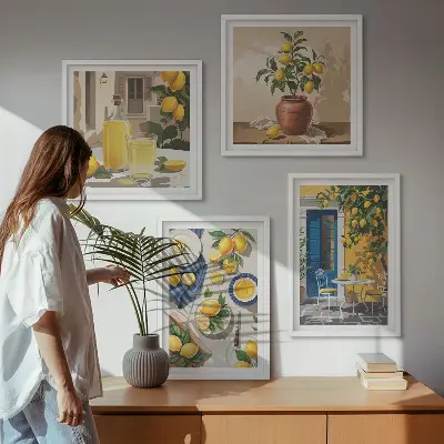 Set van posters met lijst Citroentuin met drankjes