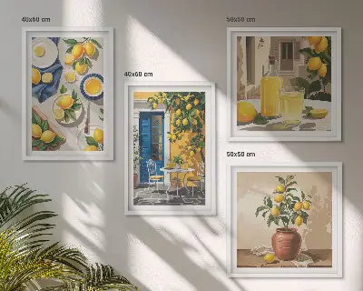 Set van posters met lijst Citroentuin met drankjes