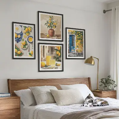 Set van posters met lijst Citroentuin met drankjes