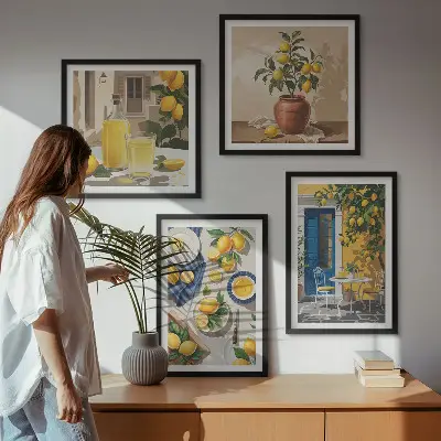 Set van posters met lijst Citroentuin met drankjes